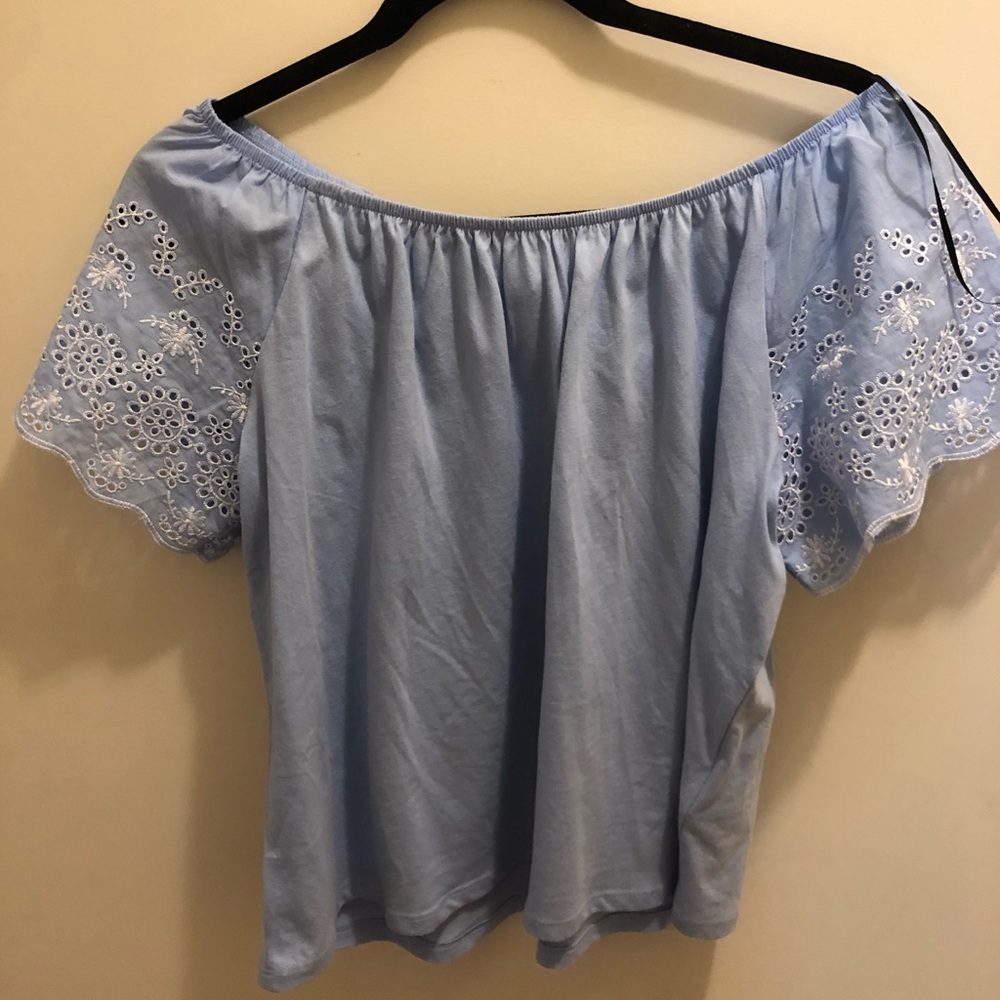 Off the shoulder floral blue top